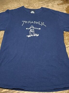 Thrasher Navy Logo Crewneck Tee